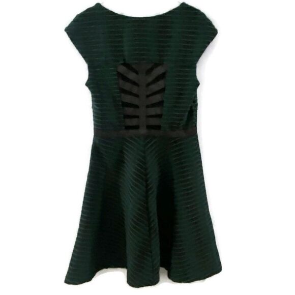 Betsey Johnson Green/Black Stripe Dress With Cage Back Detail Size 8 - Picture 2 of 6